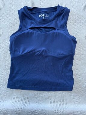 Pop Flex Blue Cutout Padded Workout Tank Top (S)